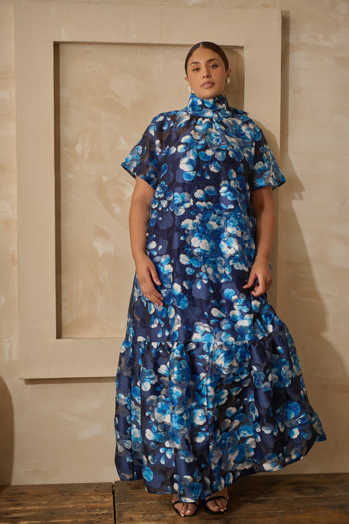 Abay Floral Dime Organza Maxi Dress Curve