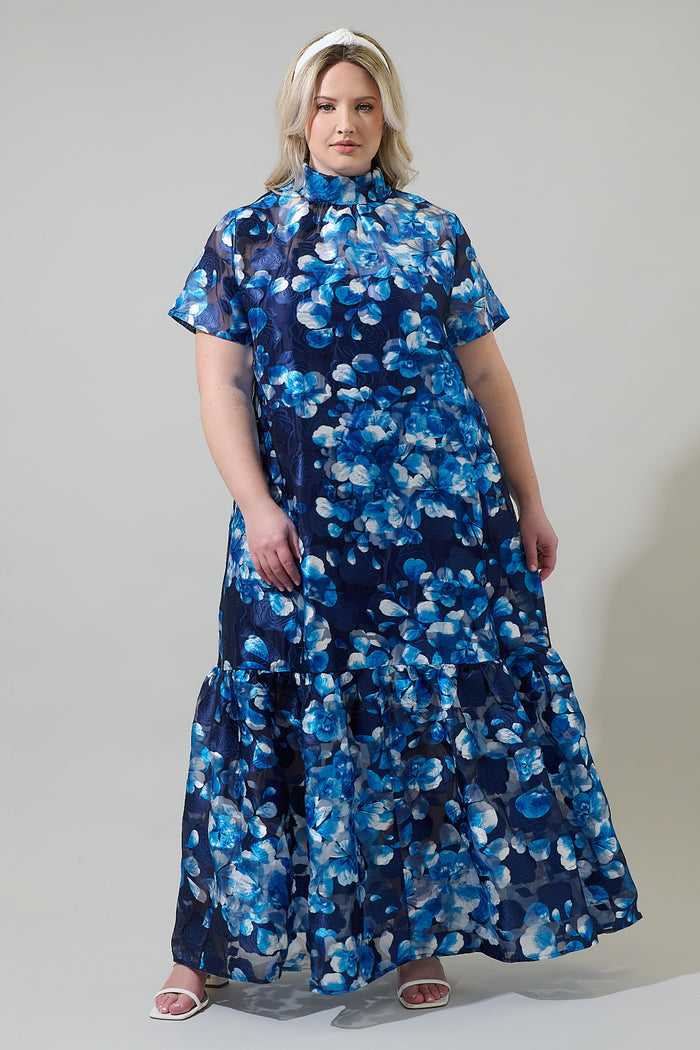 Abay Floral Dime Organza Maxi Dress Curve