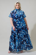 Abay Floral Dime Organza Maxi Dress Curve