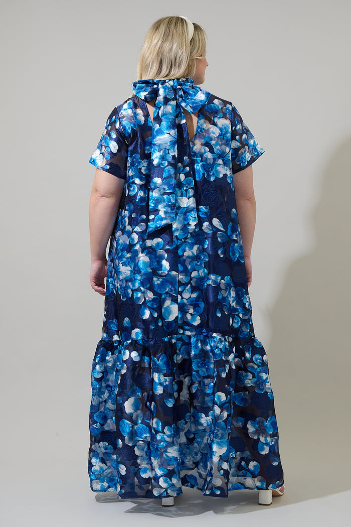 Abay Floral Dime Organza Maxi Dress Curve