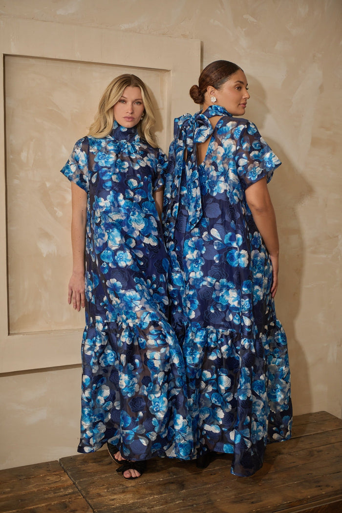 Abay Floral Dime Organza Maxi Dress