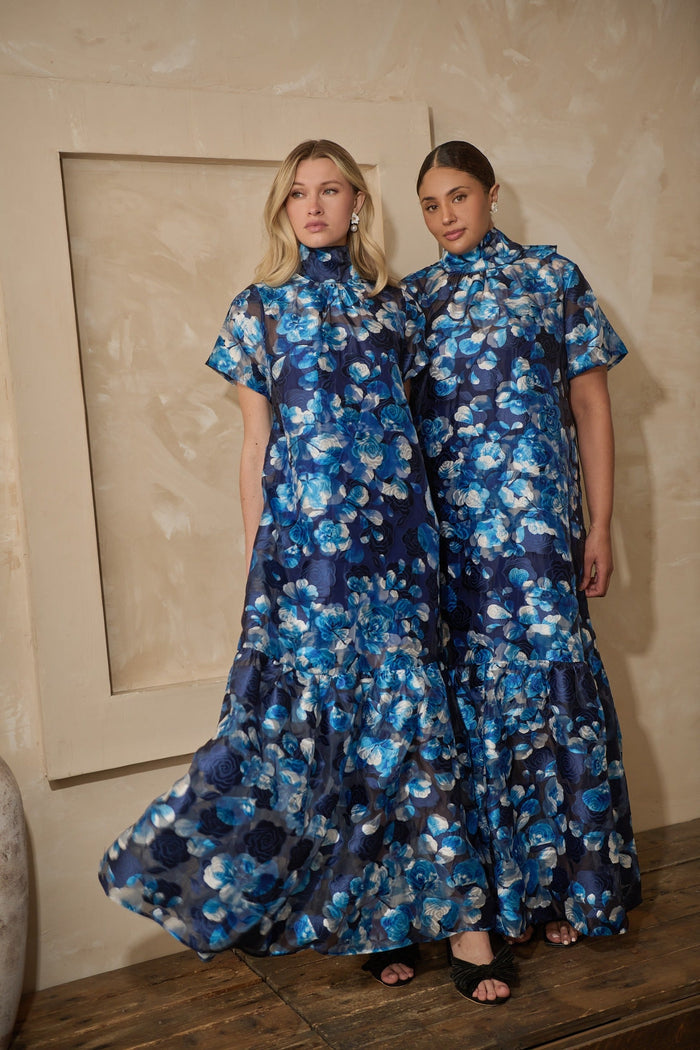 Abay Floral Dime Organza Maxi Dress