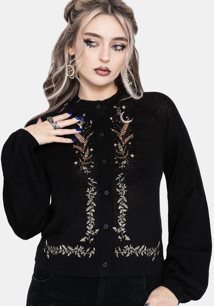 Abellona Lightweight Fine Embroidered Knit Cardigan