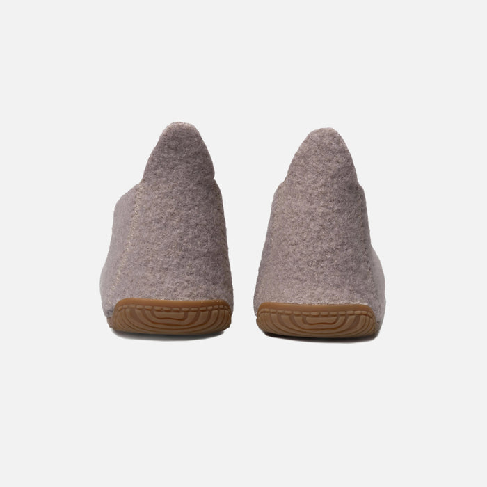 Adults Boiled Wool Swiss Cross Slipper Shoe - Clay