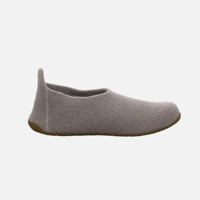 Adults Boiled Wool Swiss Cross Slipper Shoe - Clay