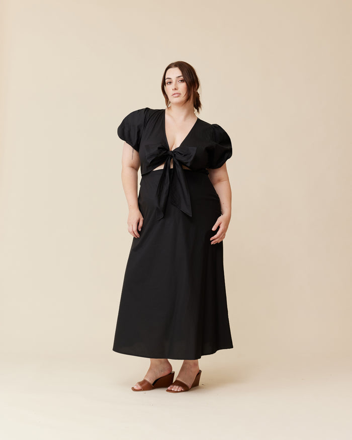 ALINA BOW DRESS BLACK