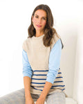 Amira Striped Pure Lambswool Slipover - Natural - The Classic Boutique