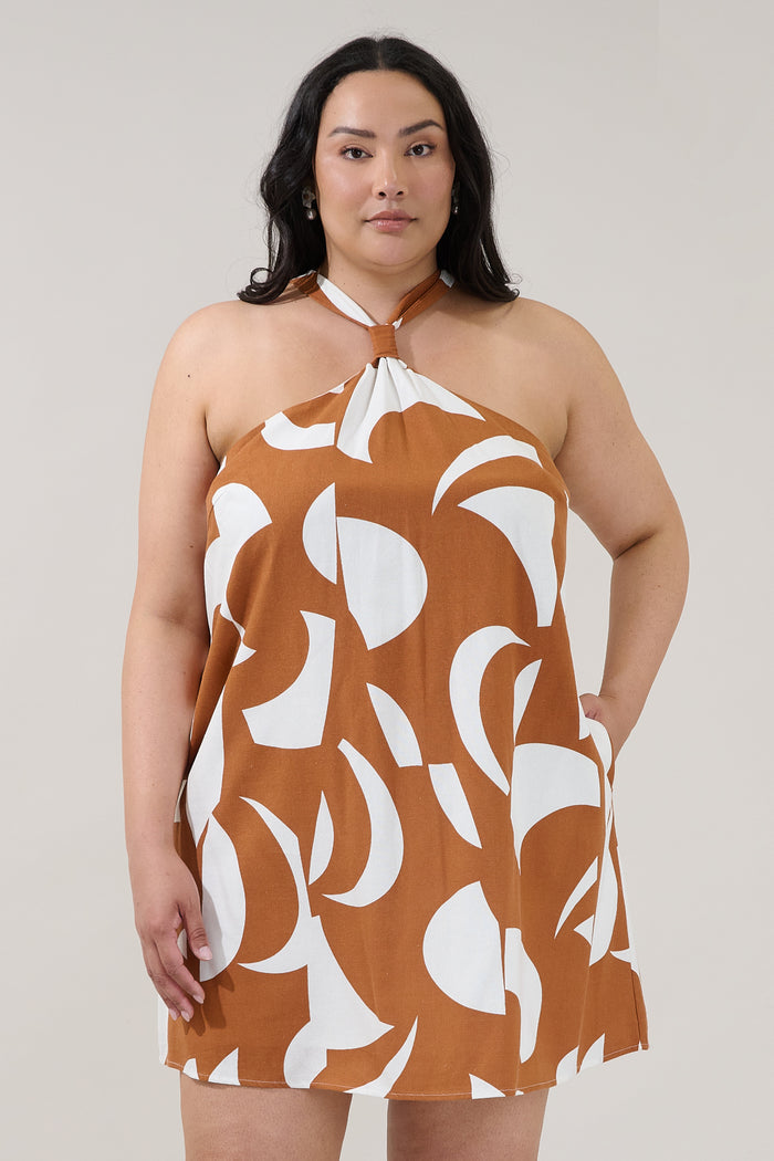 Amory Halter Mini Dress Abstract Curve