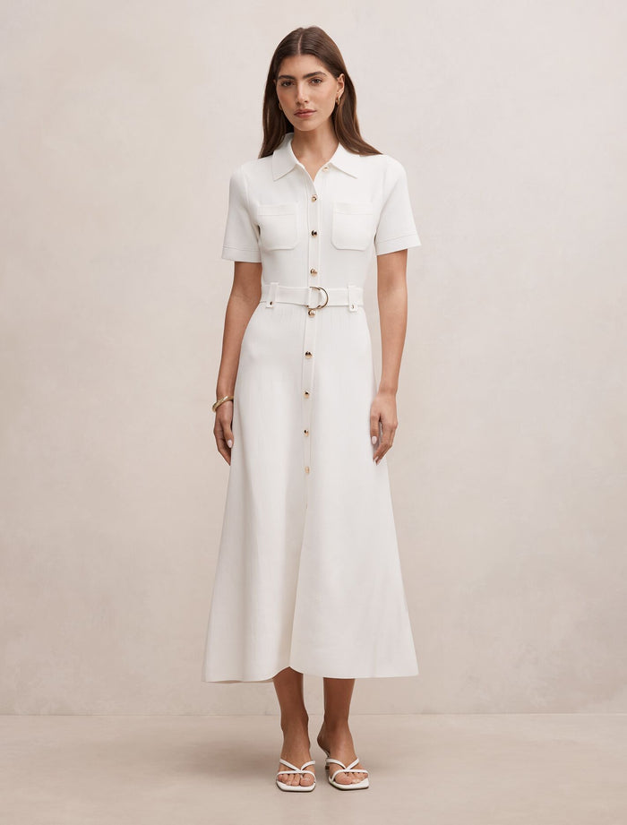 Amy Knit Midi Dress Porcelain Forever New