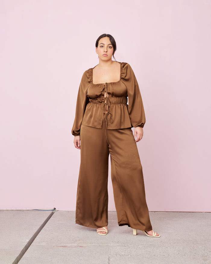 ANDIE SATIN PANT BRONZE