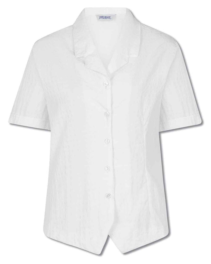 Angela White Cotton Rich Seersucker Blouse - White - Image 2 - The Classic Boutique