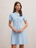 Anika Stitch Interest Knit Mini Dress Soft Blue Forever New