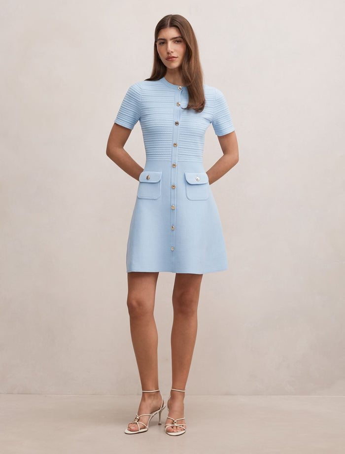 Anika Stitch Interest Knit Mini Dress Forever New