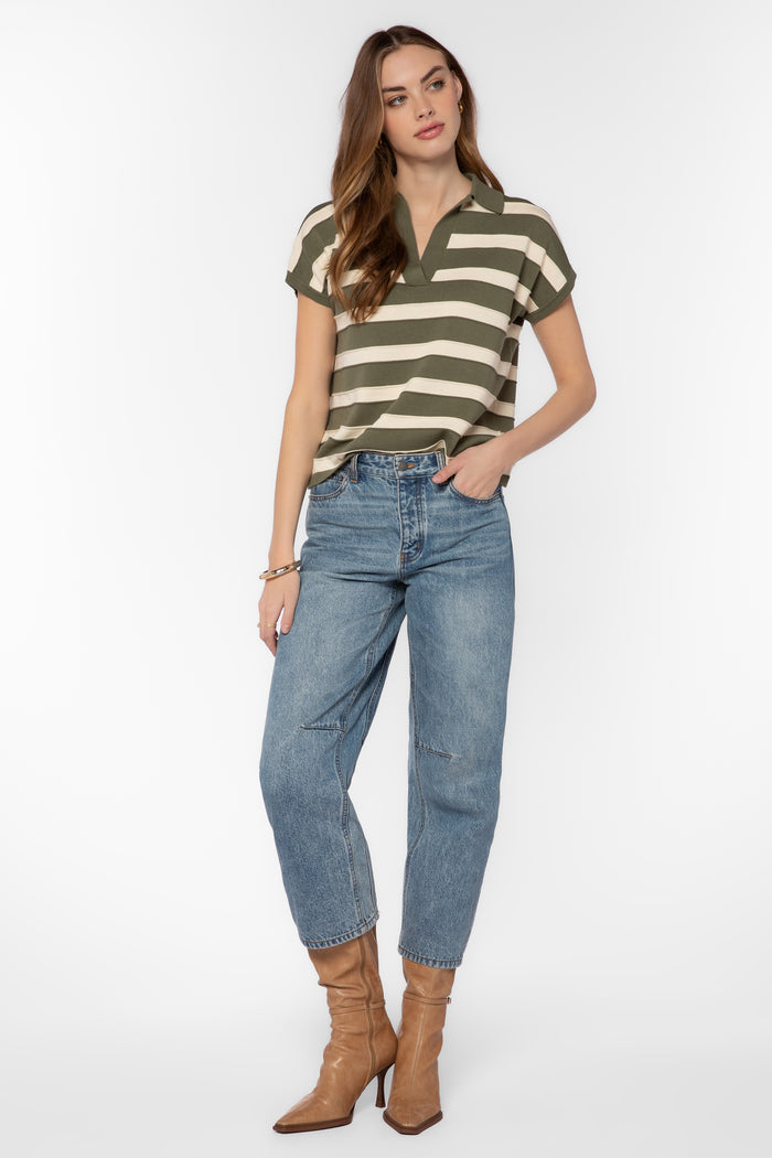 Annabelle Olive Stripe Top