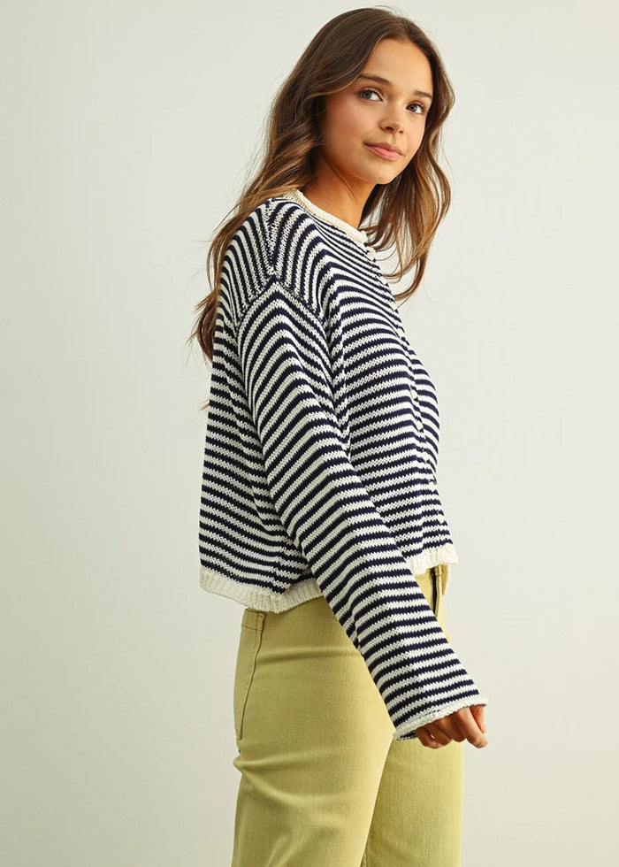 Anne Cardigan - Navy Stripe
