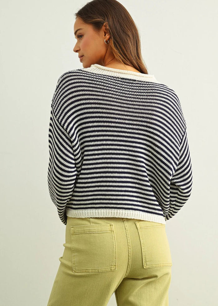 Anne Cardigan - Navy Stripe