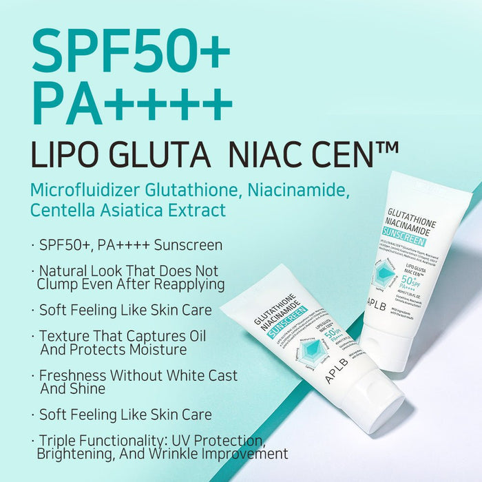 APLB Glutathione Niacinamide Sunscreen 40ml واقي الشمس APLB جلوتاثيون نياسيناميد - Princess Cosmetics Qatar