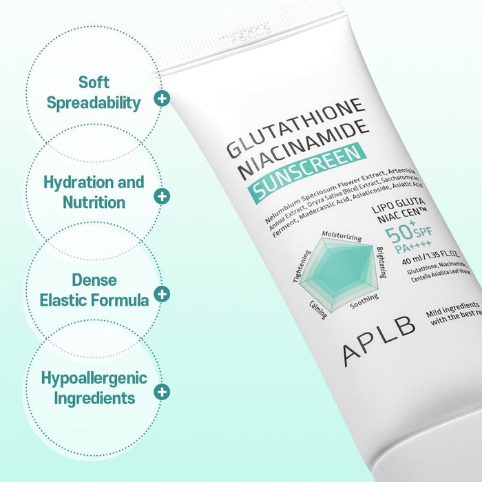APLB Glutathione Niacinamide Sunscreen 40ml واقي الشمس APLB جلوتاثيون نياسيناميد - Princess Cosmetics Qatar