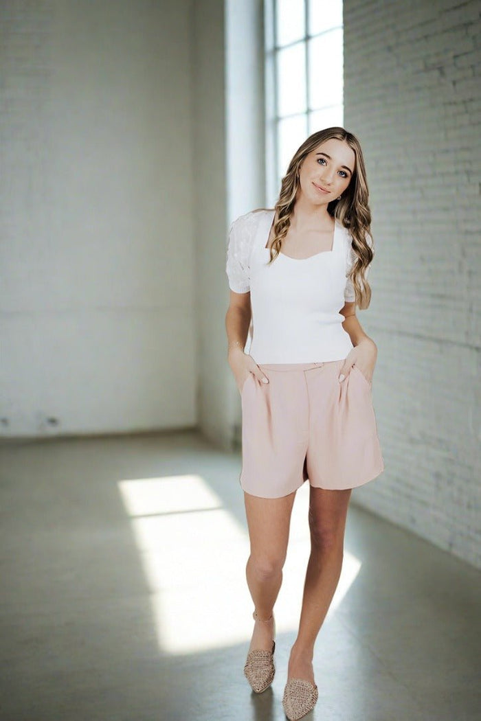 Apricot Dunes Front Pleated Shorts - FINAL SALE