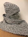 Aran Scarf and Beanie Set - Light Grey - Ireland's Eye Knitwear