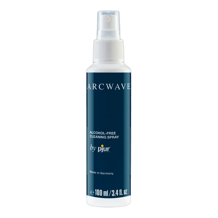 Arcwave alkoholfri rengjøringspray for sexleketøy i hvit flaske med mørkeblå etikett
