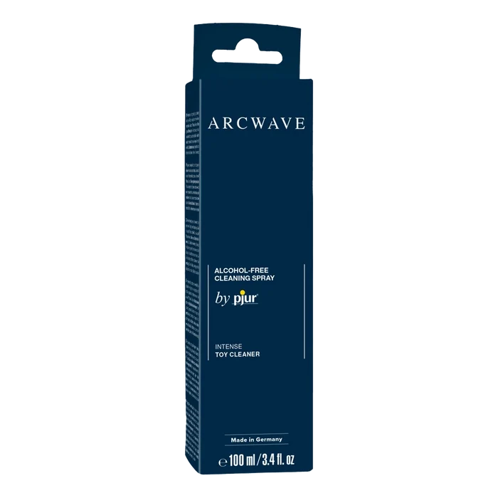 Arcwave rengjøringspray i mørkeblå kartongpakning med hvit tekst og hengeslits