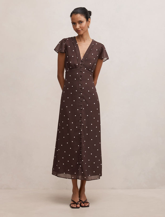 Ardelia Petite Flutter Sleeve Midi Dress Luxton Spot Forever New