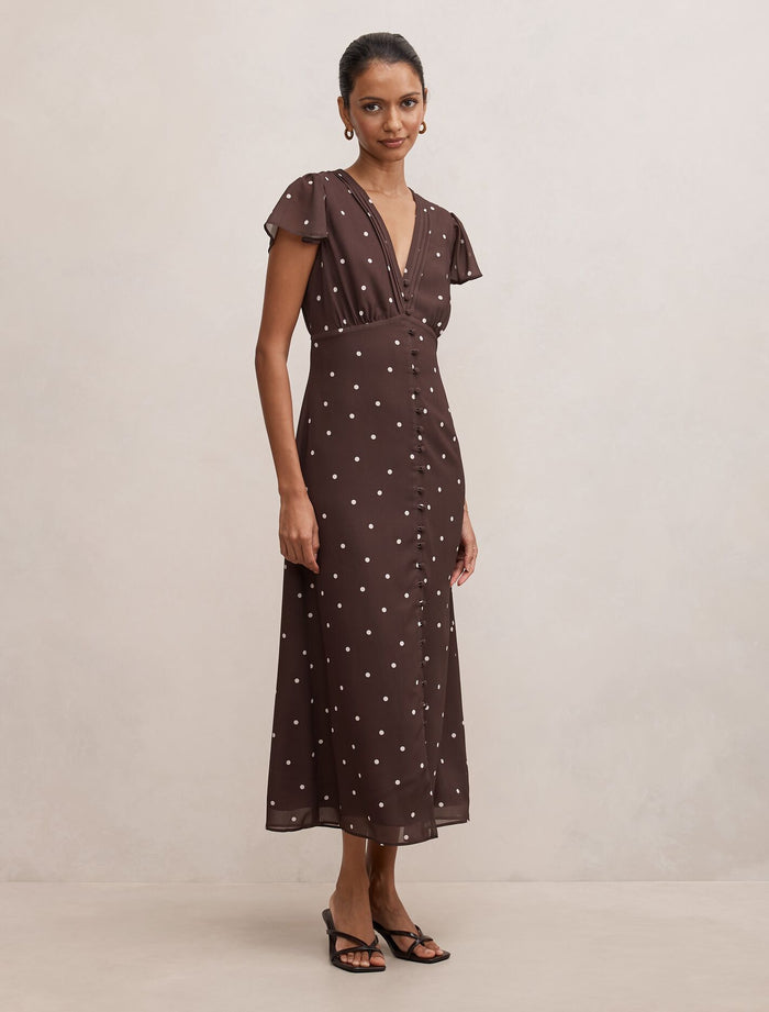 Ardelia Petite Flutter Sleeve Midi Dress Forever New