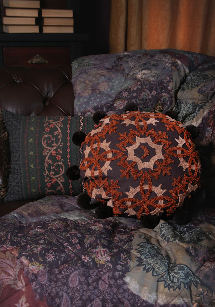 Ashwyn Witches Tile Round Pom Pom Cushion