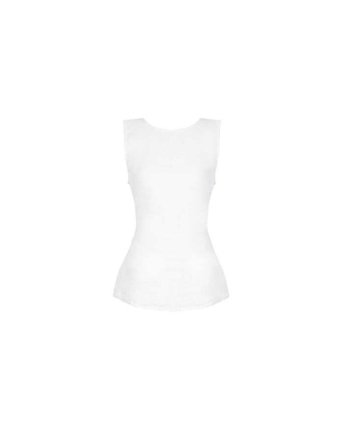 AVA LINEN BOW TOP WHITE