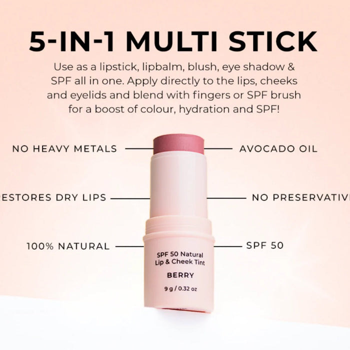 Avocado Zinc SPF50 Natural Lip & Cheek Tint - Nude 9g - L'Organic