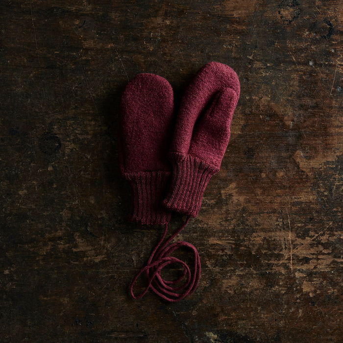 Baby & Kids Boiled Merino Wool Mittens - Cassis