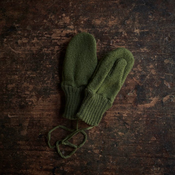 Baby & Kids Boiled Merino Wool Mittens - Olive