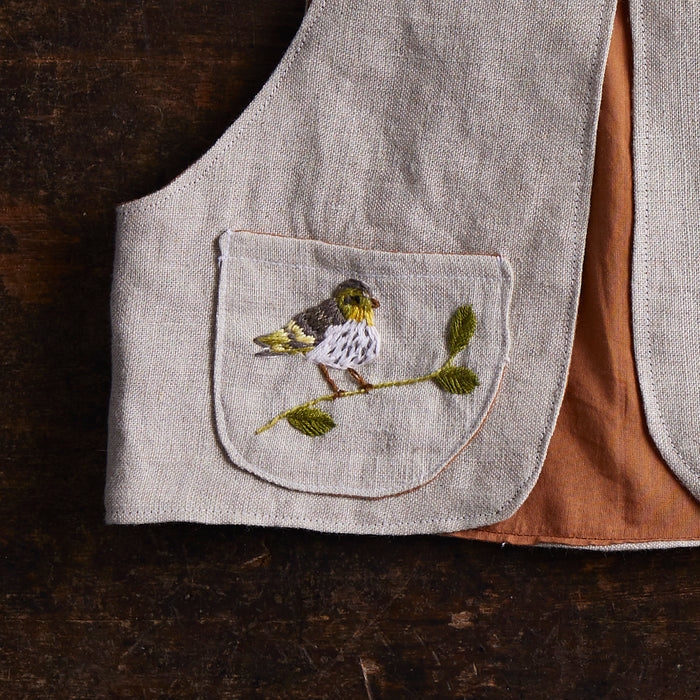 Baby & Kids Linen Explorer Waistcoat - Flax