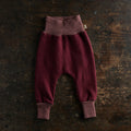 Baby Light Weight Boiled Merino Wool Cuffed Pants - Cassis