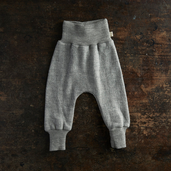 Baby Light Weight Boiled Merino Wool Cuffed Pants - Grey