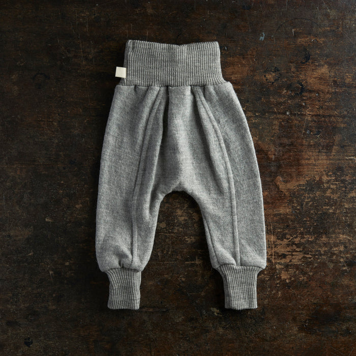 Baby Light Weight Boiled Merino Wool Cuffed Pants - Grey