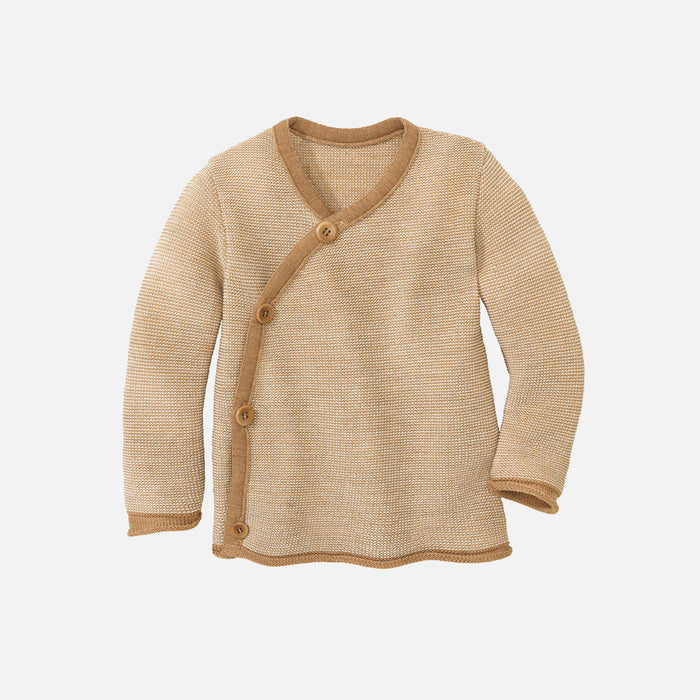 Baby Merino Wool Cardigan - Caramel/Natural