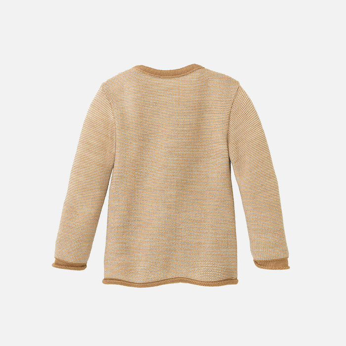 Baby Merino Wool Cardigan - Caramel/Natural