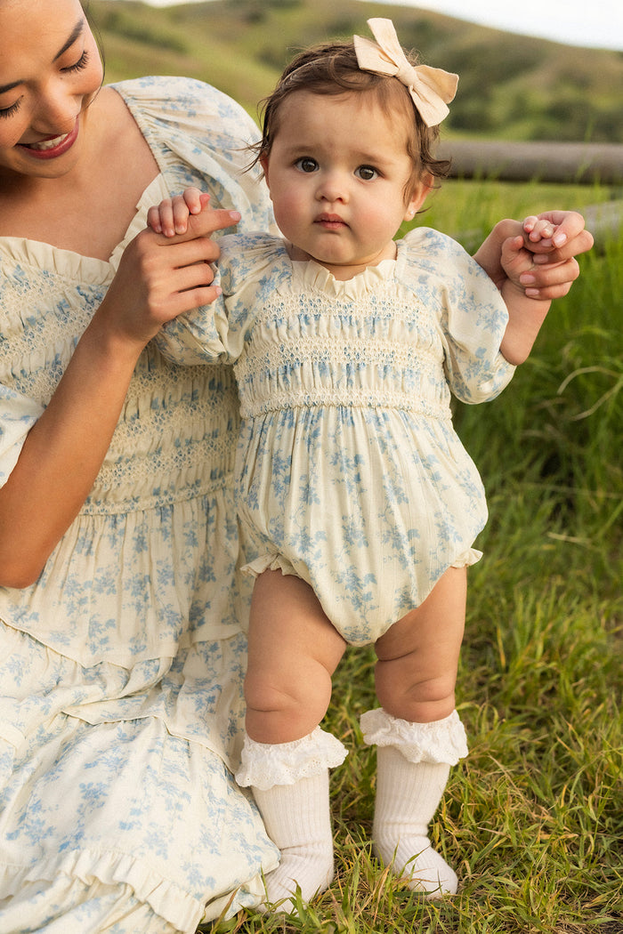 Baby Roselyn Romper in Ivory Porcelain Fleur