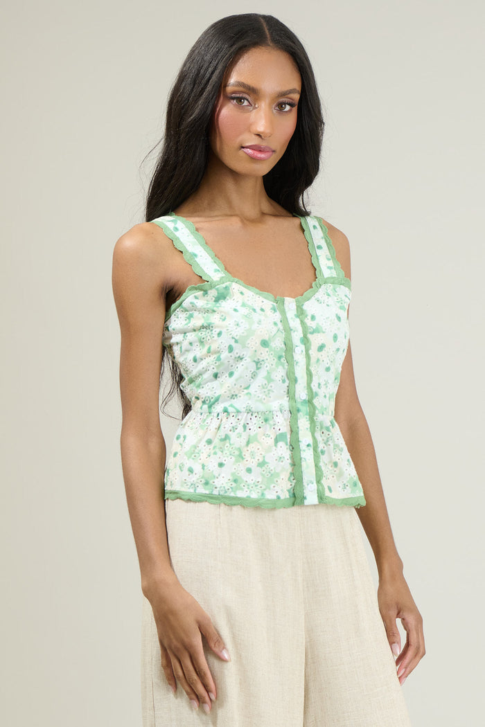 Baine Embroidered Button Up Top