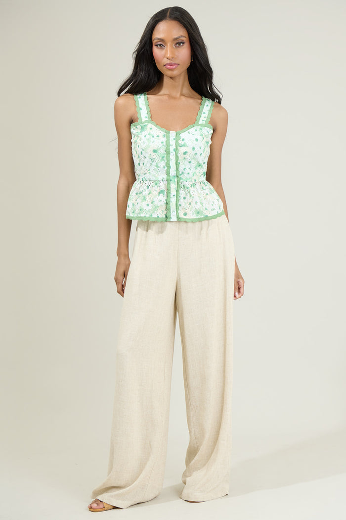 Baine Embroidered Button Up Top