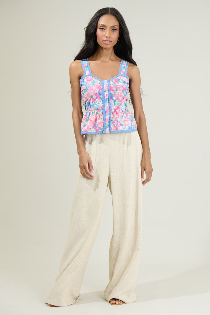 Baine Embroidered Button Up Top