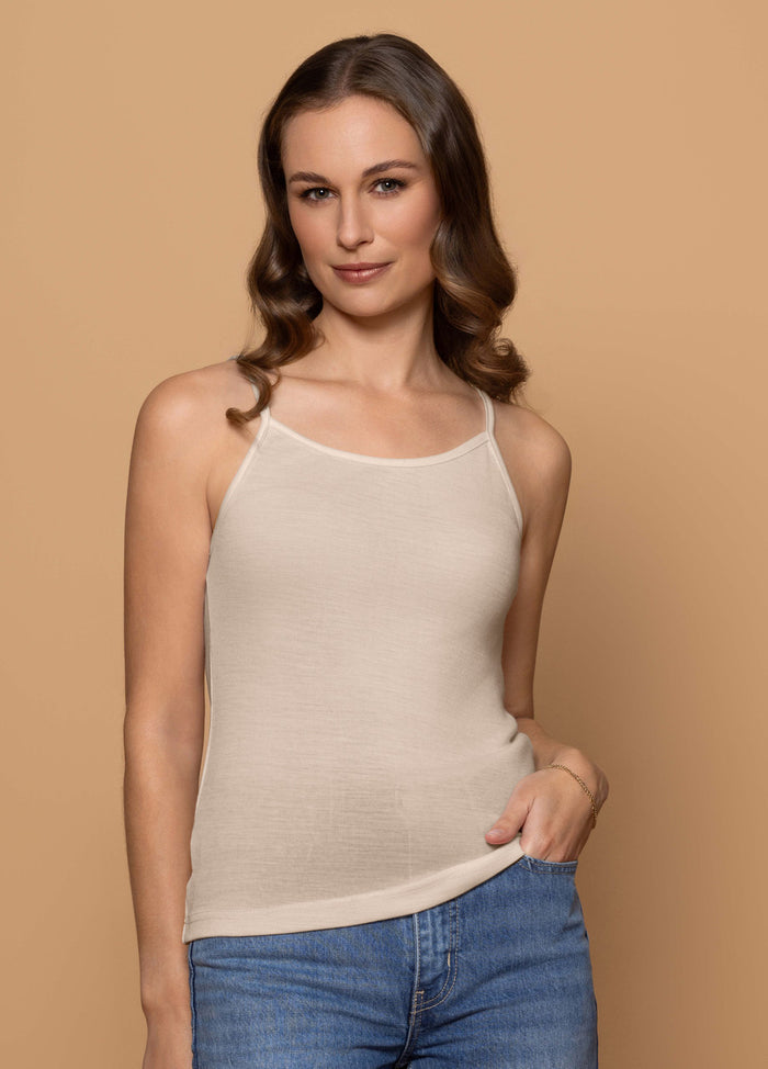 Woman wearing Sand Camisole.