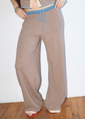 Bea Striped Wide Leg Pant - Brown