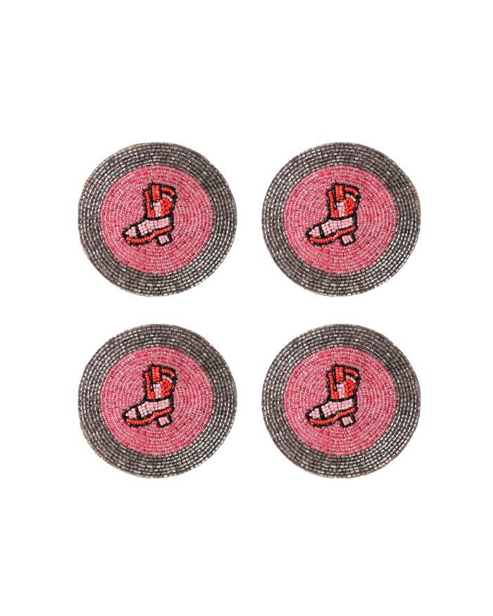BEADED COASTER 4 PCS SET COWGIRL
