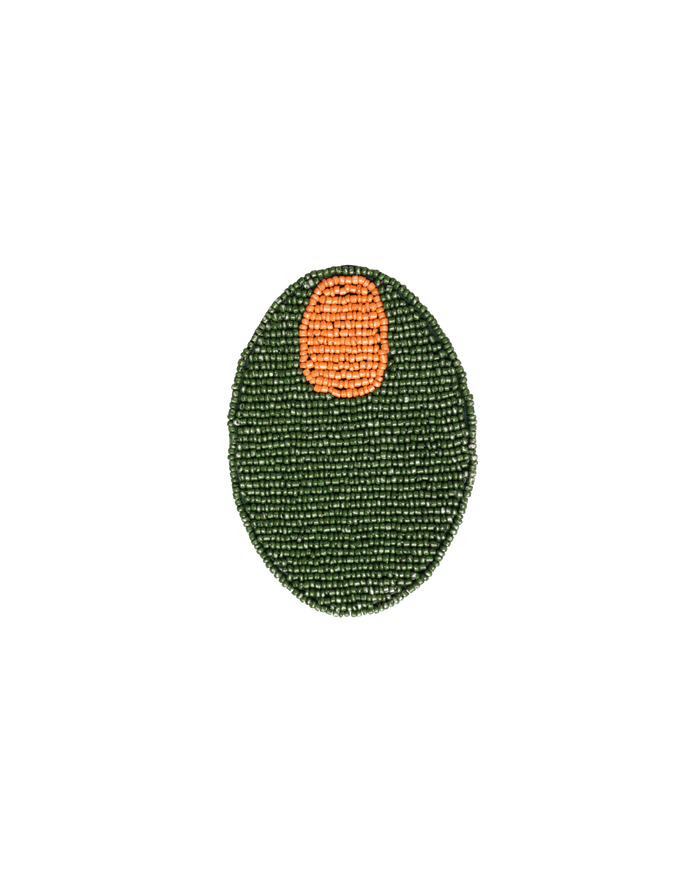 BEADED COASTER 4 PCS SET OLIVE