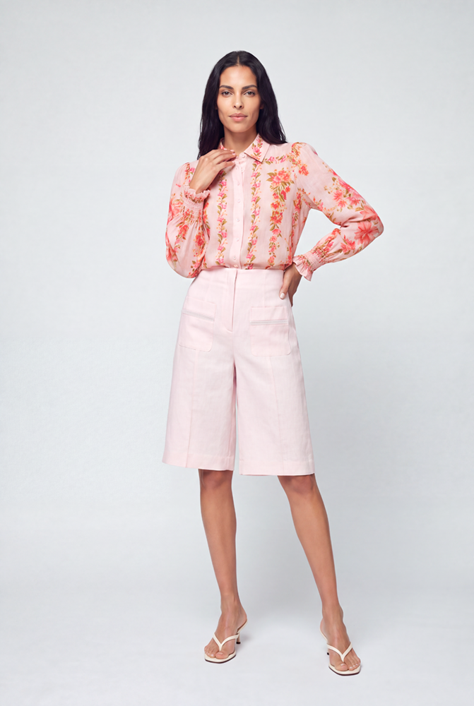 Bermuda Linen Short In Blush