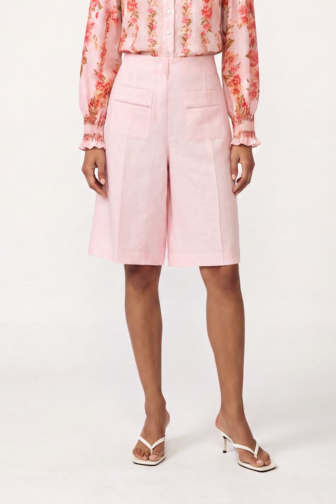 Bermuda Linen Short In Blush