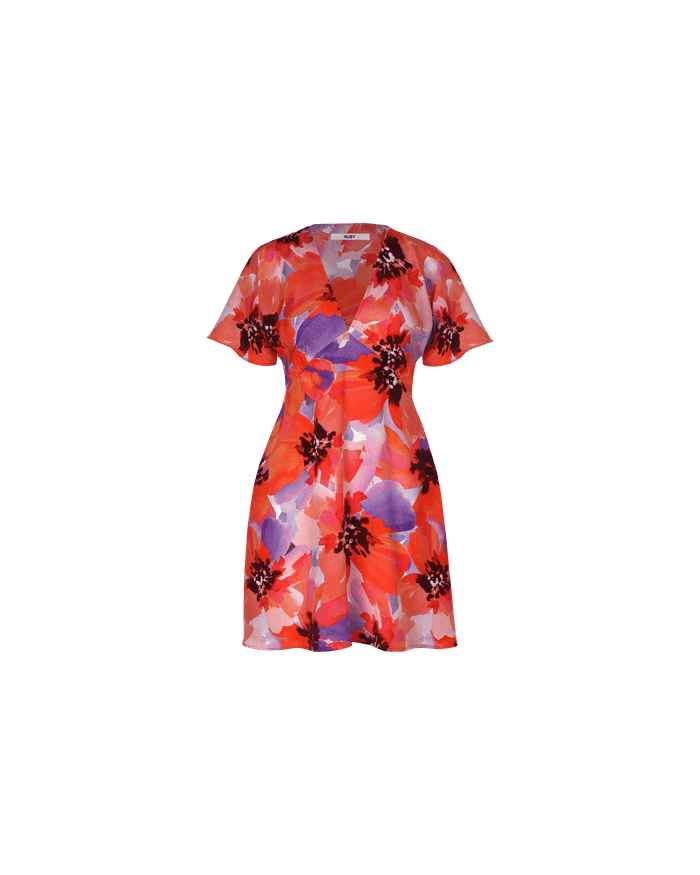 BETTINA SILK MINI DRESS POPPY FLORAL
